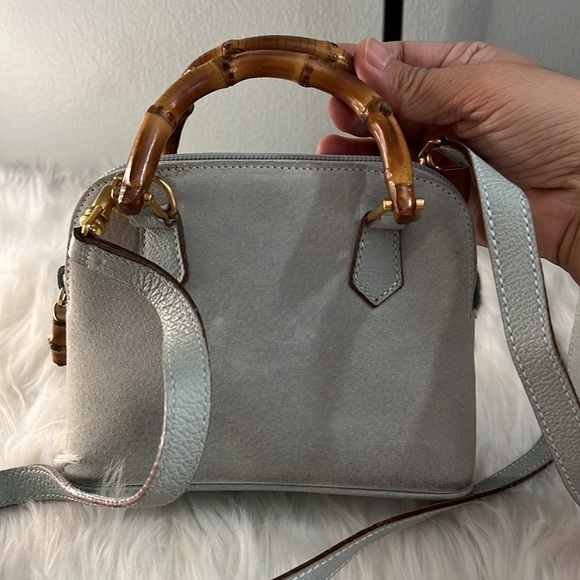 GUCCI Bamboo Handle Gray Suede Mini Hand bag/shoulder bag - Picture 17 of 17